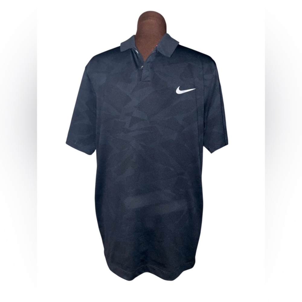 Men's NIKE GOLF TOUR PERFORMANCE Dri-Fit Black Graphic Polo Shirt Medium